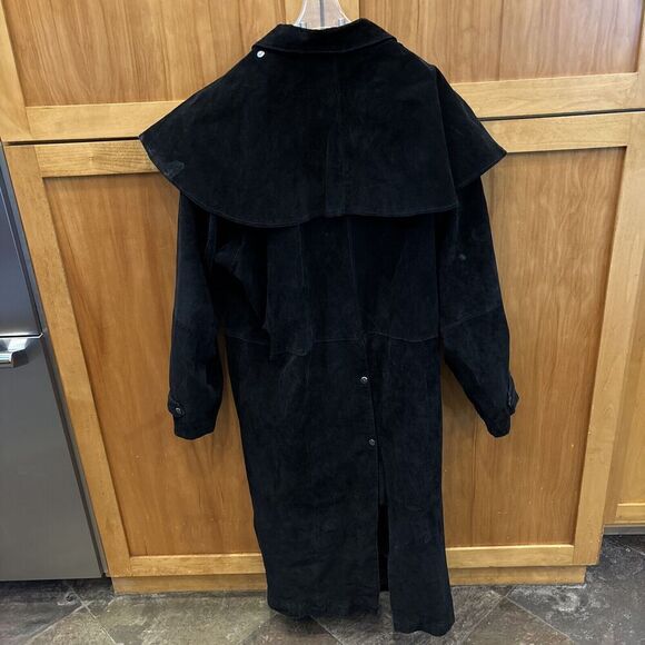 Adventure Bound Originals Duster Outback Trench Coat XL Black Suede Snaps Lined - Picture 8 of 16